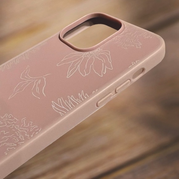 Heyday Blush Pink & Silver Metallic Floral iPhone 12ProMax Antimicrobial Case - Picture 3 of 7